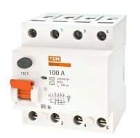 Выключатель дифференциальный (УЗО) ВД1-63 4п 100А 100мА тип AC | код. SQ0203-0048 | TDM